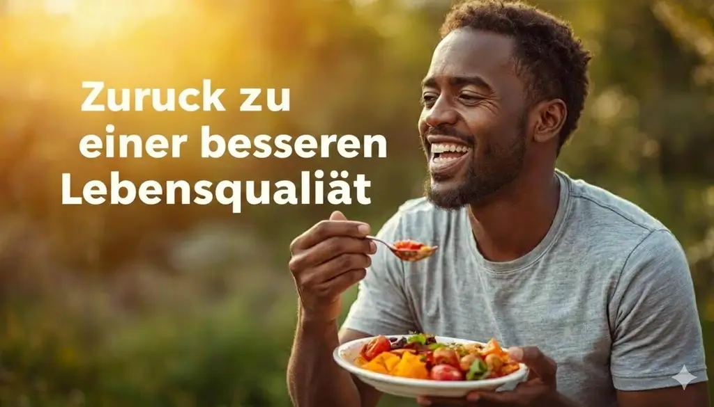 Glückliche, gesunde Person, die dank histaminarmer Ernährung wieder mehr Lebensqualität genießt.