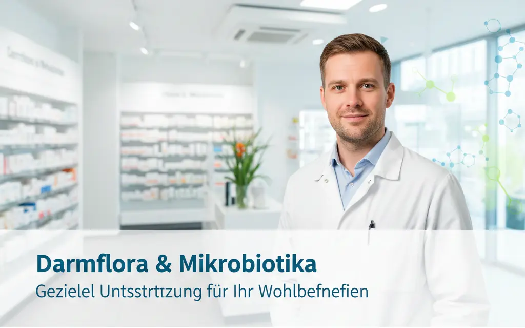 Klaus Voormann, diplomierter Fachberater, berät zu Bakterienkulturen und Mikrobiotika in der Apotheke.