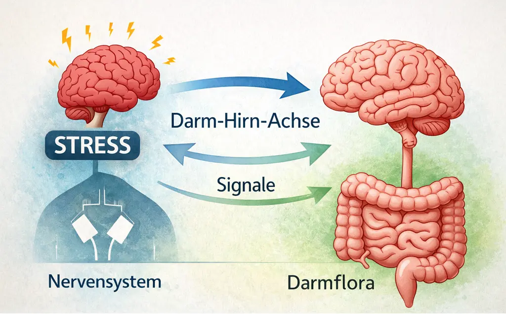 Darstellung der Verbindung zwischen Stress und Darm