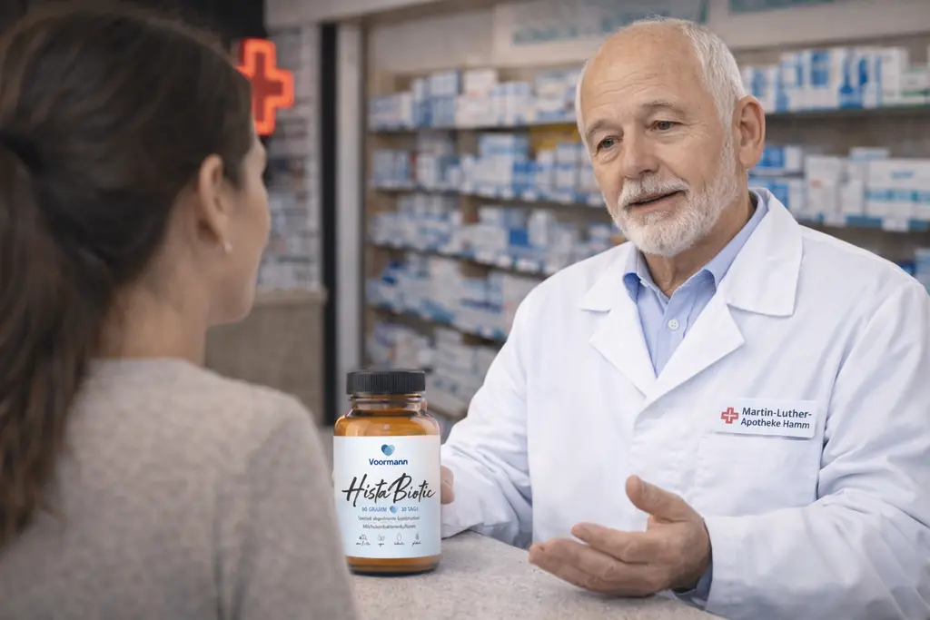 Apotheker berät zu Voormann HistaBiotic in der Martin-Luther-Apotheke in Hamm